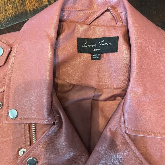 Love Tree PU moto jacket Dusky pink as new condition. Size Med. - Picture 2 of 7